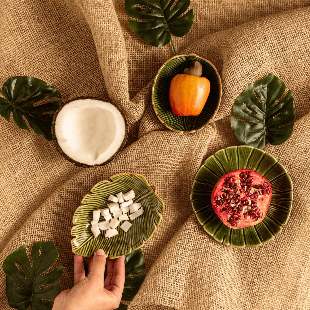 Folha Decorativa De Cerâmica Banana Leaf Verde 16 cm