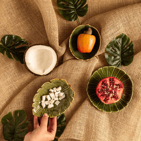 Folha Decorativa De Cerâmica Banana Leaf Verde 16 cm