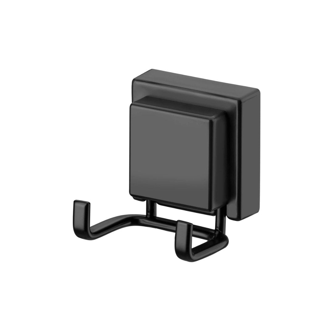 Gancho Duplo de Parede Ventosa Preto Fosco Suporta 3KG