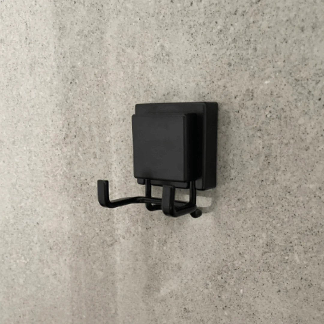 Gancho Duplo de Parede Ventosa Preto Fosco Suporta 3KG