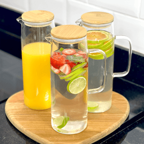 Jarra de Vidro com Tampa de Bambu Doppio 1,2L