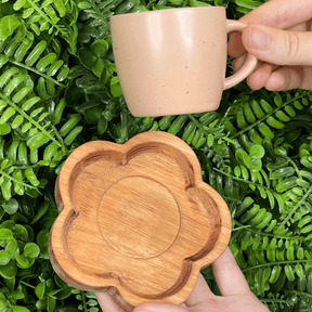 Jogo 4 Canecas com Pires de Madeira Salmon Liptus 115ml