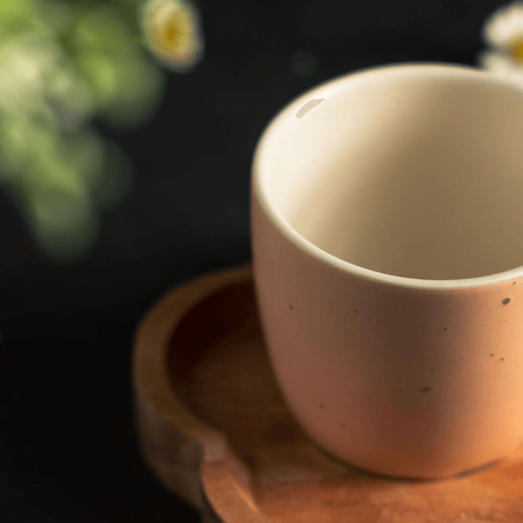 Jogo 4 Canecas com Pires de Madeira Salmon Liptus 115ml