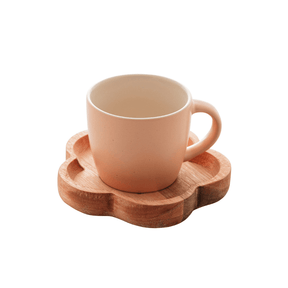 Jogo 4 Canecas com Pires de Madeira Salmon Liptus 115ml