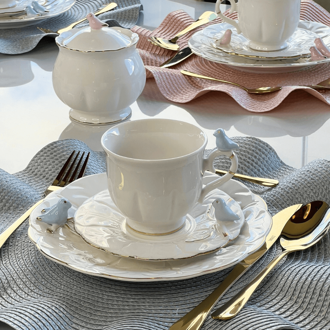 Jogo Americano Redondo Babado Prateado 38cm