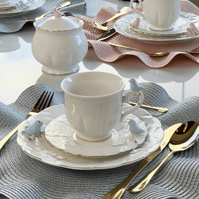 Jogo Americano Redondo Babado Prateado 38cm