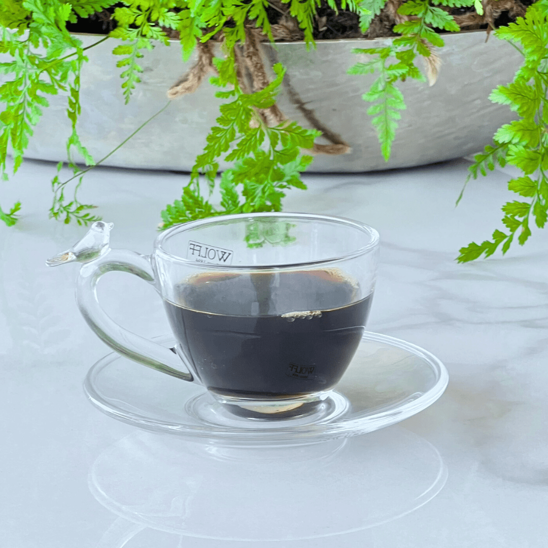 Jogo 4 Xícaras de Café Bird com Pires Cristal 80ml