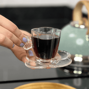 Jogo 4 Xicaras de Café com Pires de Vidro Butterfly 80ml