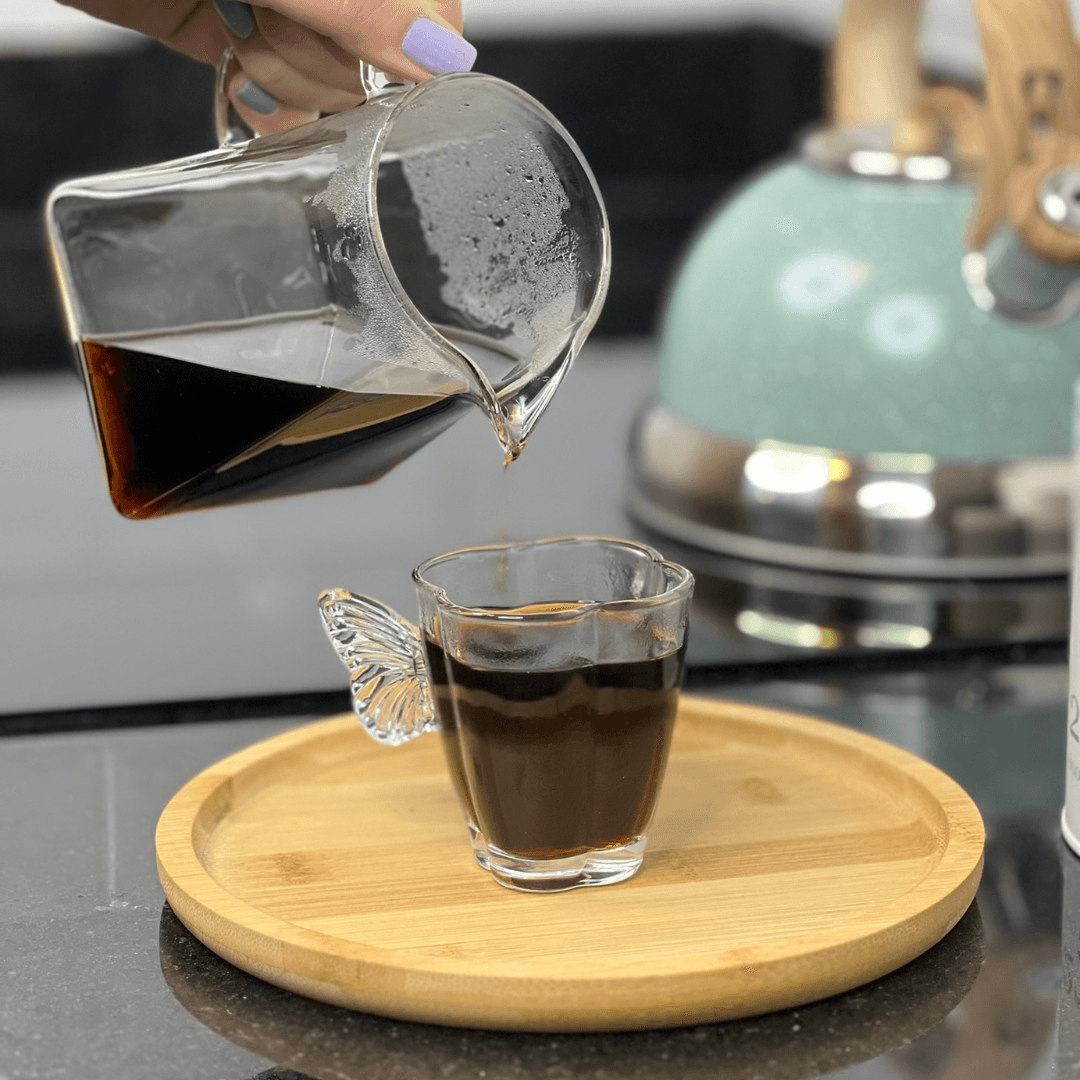 Jogo 4 Xicaras de Café com Pires de Vidro Butterfly 80ml