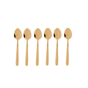 Jogo 6 Colheres para Café Viena Dourado 11cm
