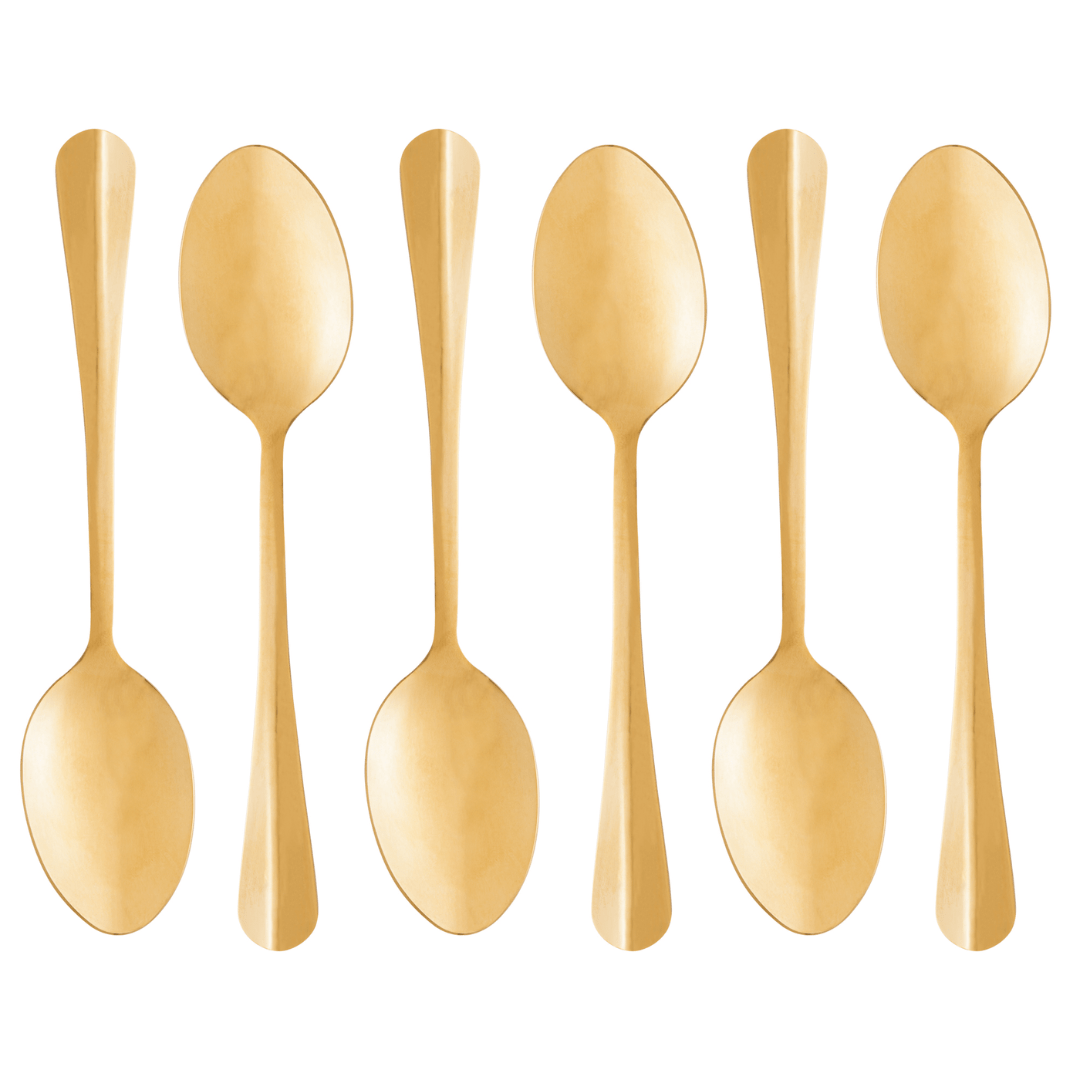 Jogo 6 Colheres Positano Dourada 18cm