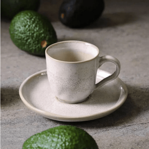 Jogo 6 Xícaras de Café com Píres Bio Latte Off White 120ml