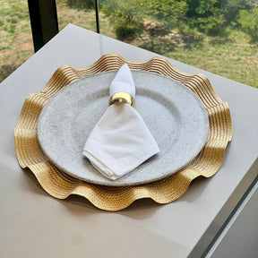 Kit 6 Jogos Americanos Babado Dourado 38cm