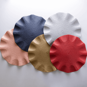 Jogo Americano Redondo Babado Azul Marinho 38cm