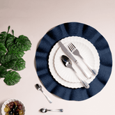 Jogo Americano Redondo Babado Azul Marinho 38cm