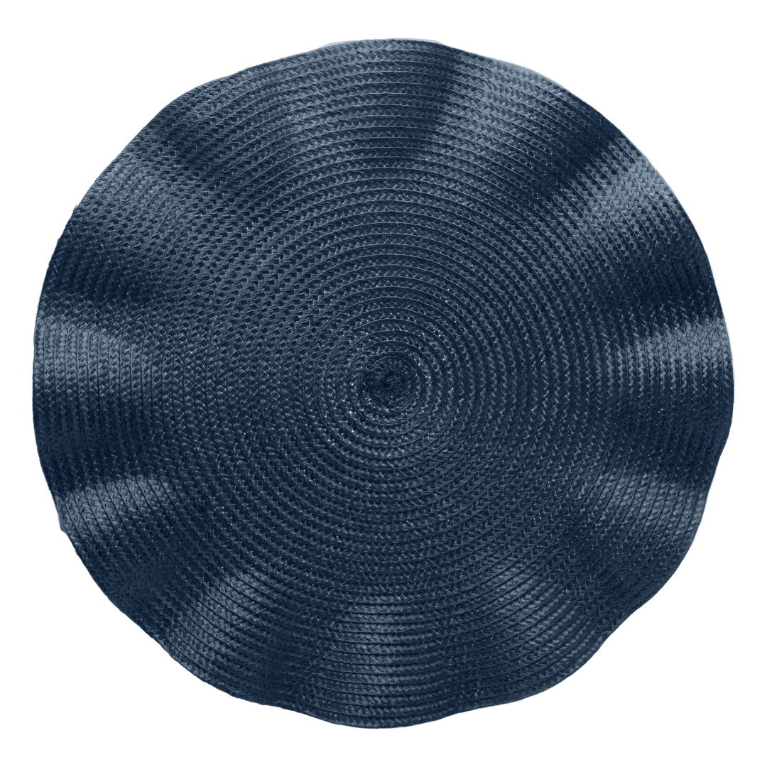 Jogo Americano Redondo Babado Azul Marinho 38cm