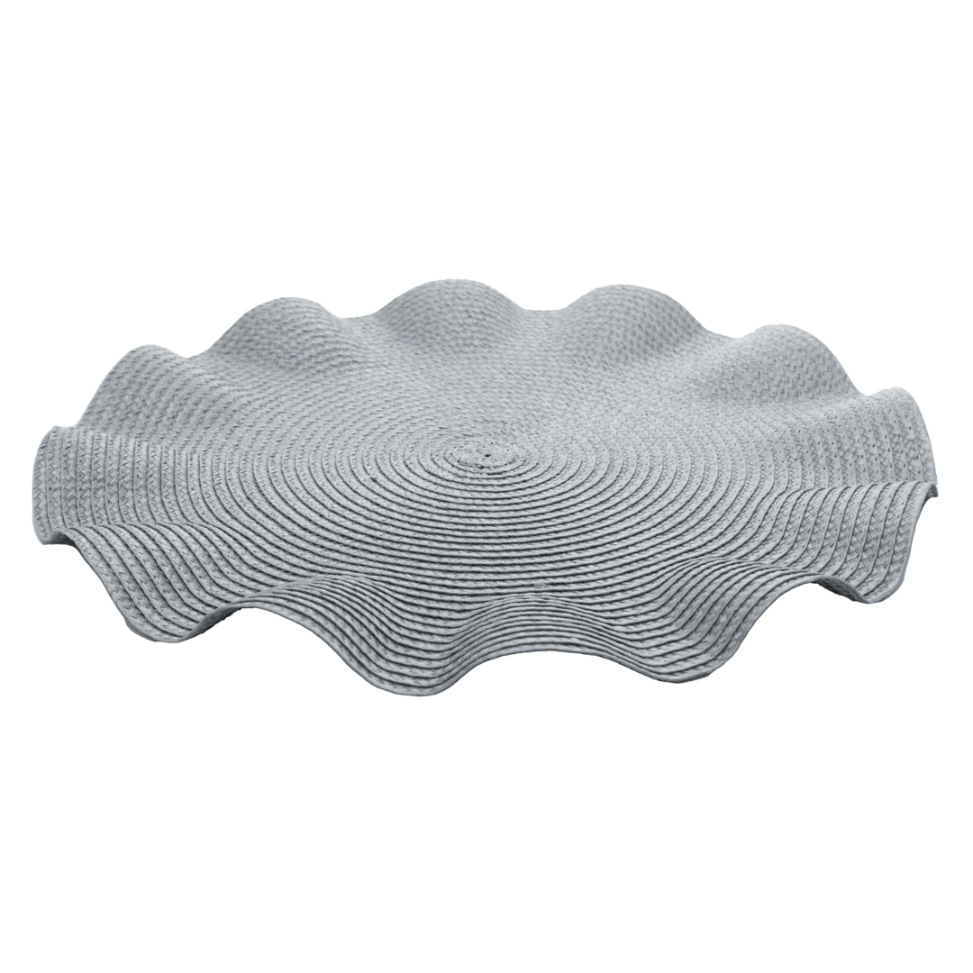 Jogo Americano Redondo Babado Prateado 38cm