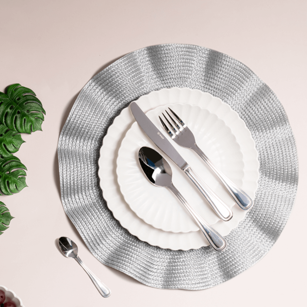 Jogo Americano Redondo Babado Prateado 38cm