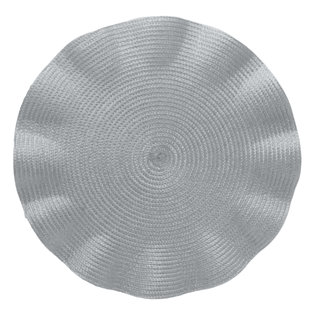 Jogo Americano Redondo Babado Prateado 38cm