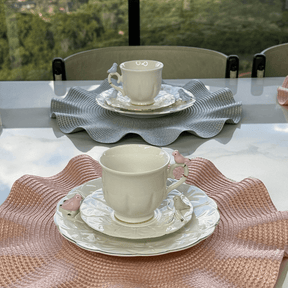 Jogo Americano Redondo Babado Prateado 38cm