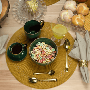 Jogo Americano Redondo em Poliester Mostarda 38cm