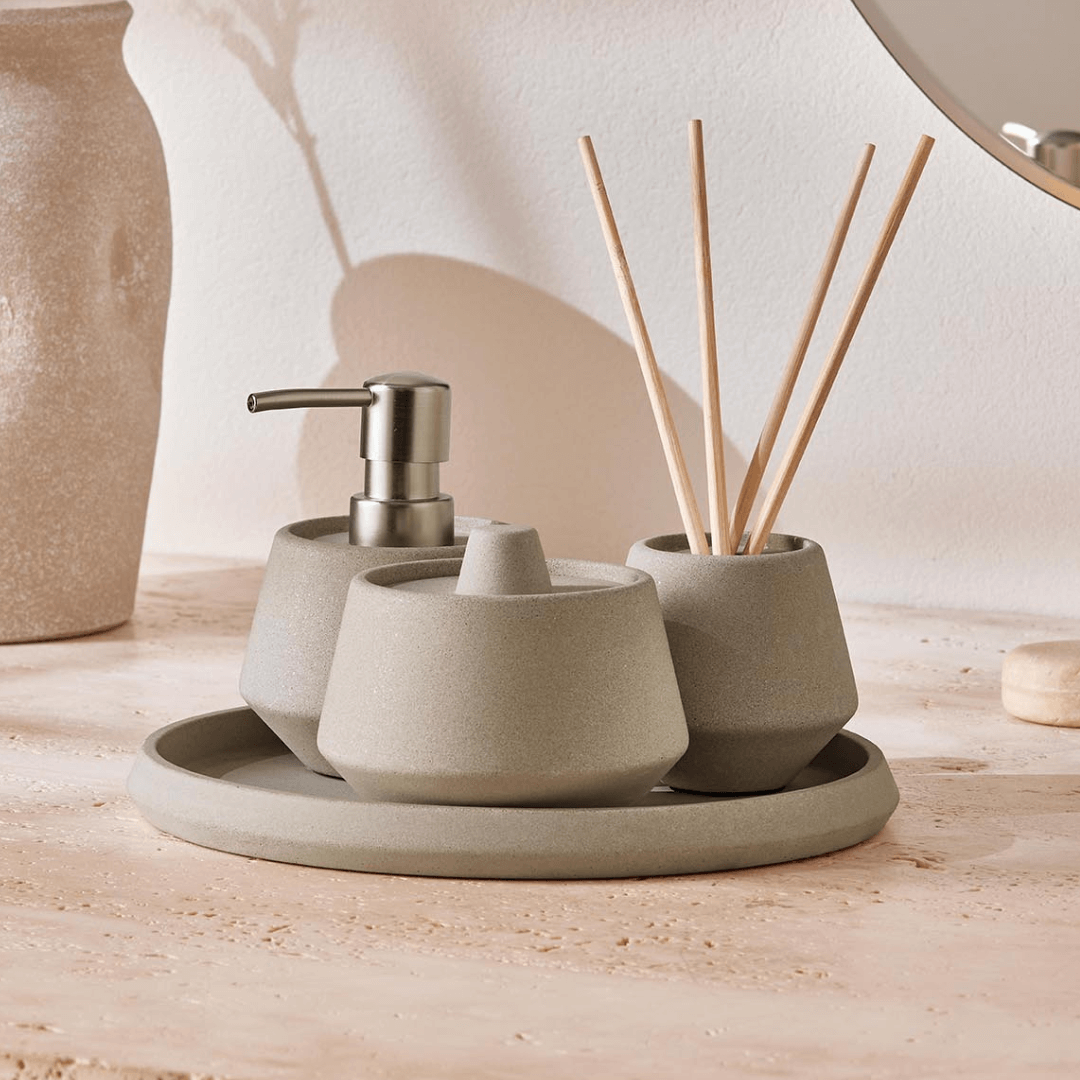 Jogo para Banheiro em Cimento Cinza 4 Peças