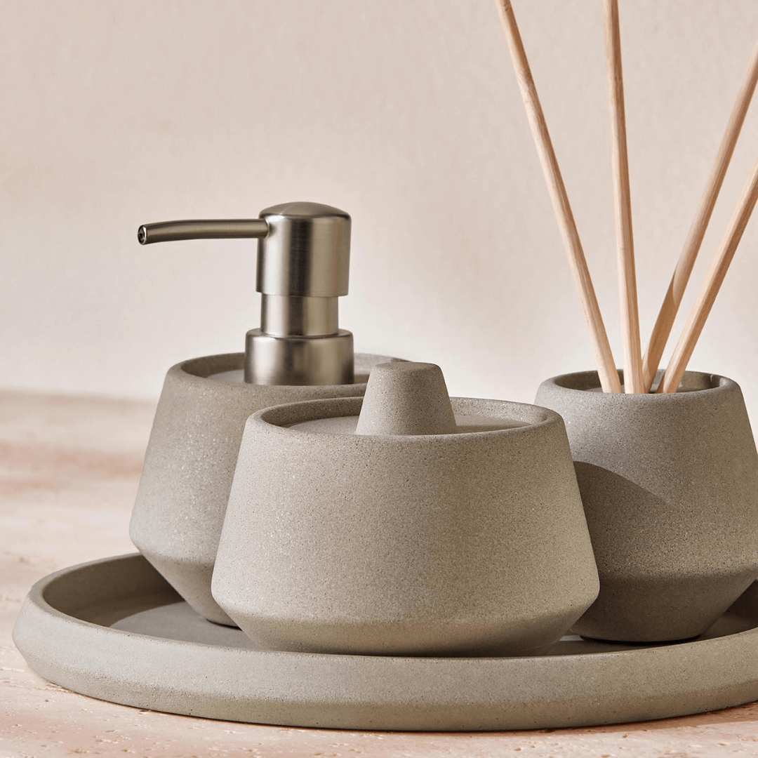 Jogo para Banheiro em Cimento Cinza 4 Peças