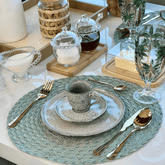 Jogo Americano Redondo Poliéster Leaf Oliva Verde 38cm