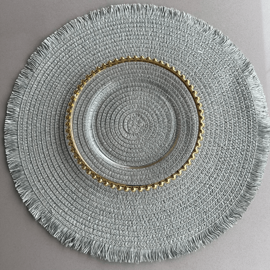 Prato Sobremesa Cristal com Borda Bolinha Dourada Pearl - 20 cm