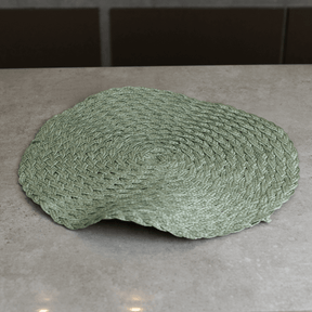 Jogo Americano Redondo Poliéster Leaf Oliva Verde 38cm