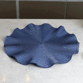 Jogo Americano Redondo Babado Azul Marinho 38cm