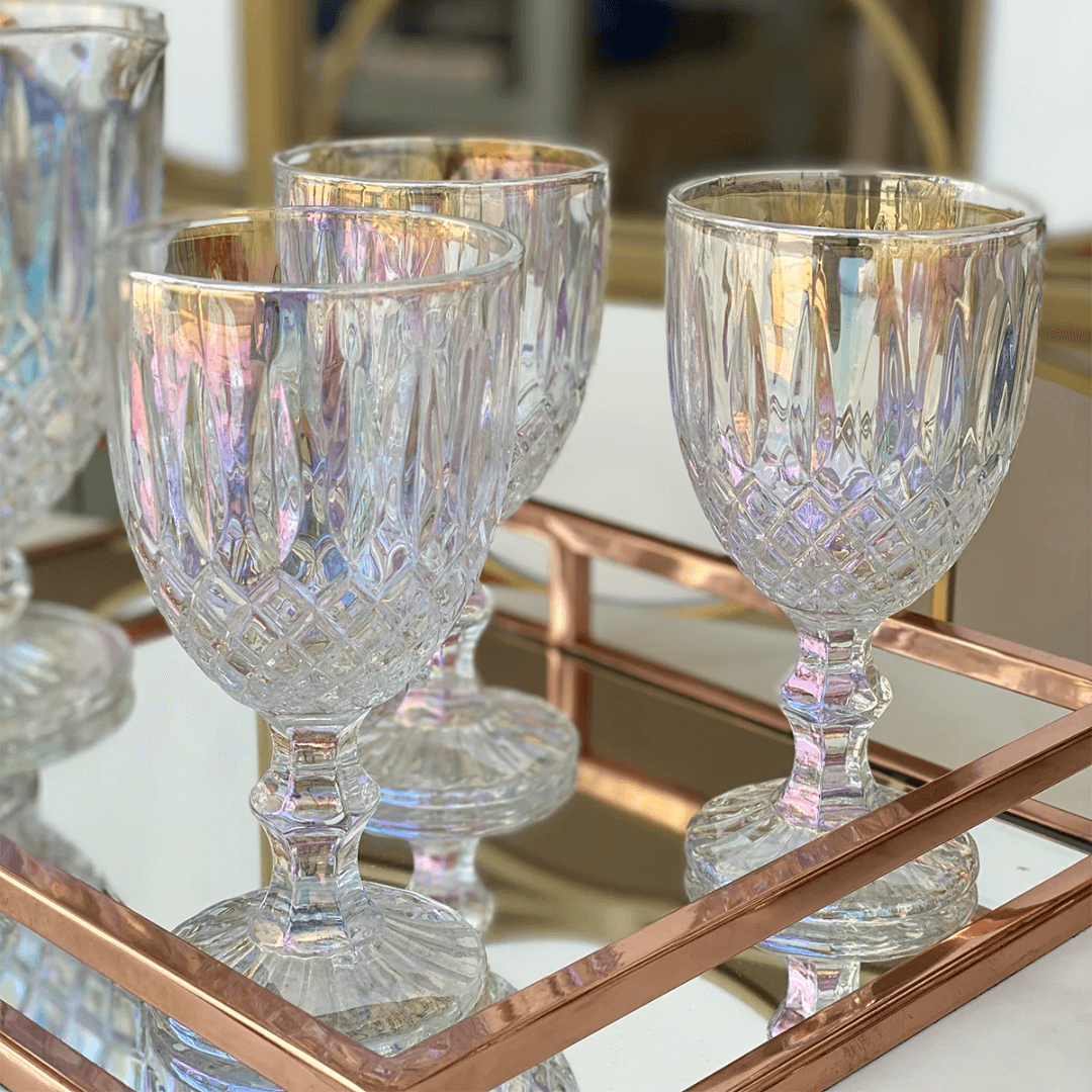 Kit 6 Taças de Vidro para Água Greek Rainbow Furta-Cor 320ml