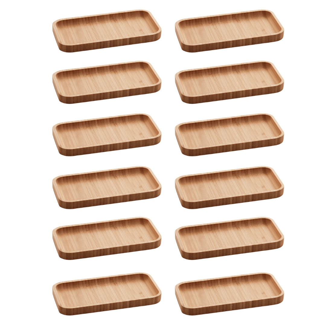 Kit 12 Bandejas Petisqueiras Hire em Bambu 20cm x 10cm
