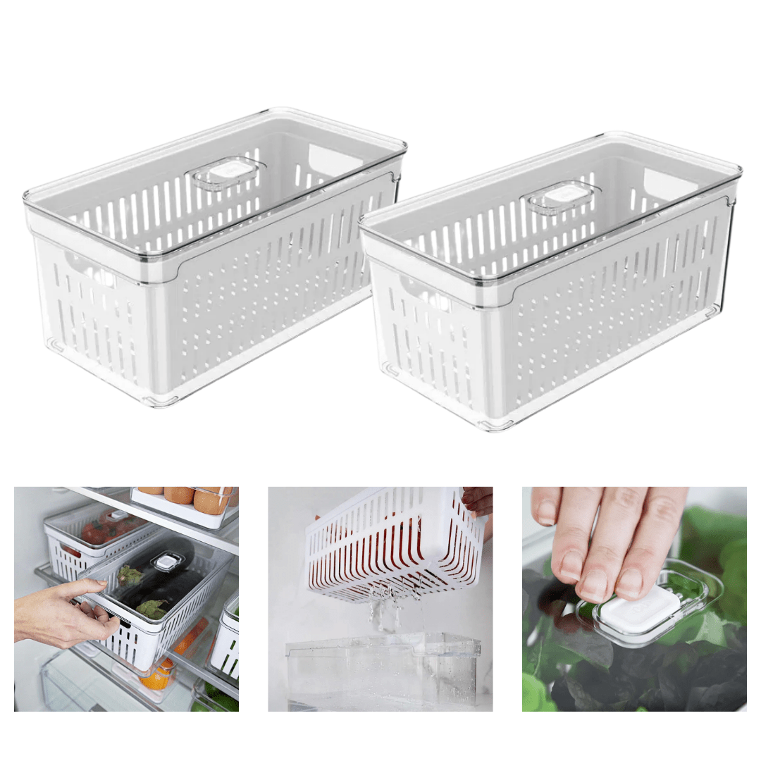 Kit 2 Organizadores Clear Fresh com Cesto 5 Litros