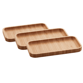 Kit 3 Bandejas Petisqueiras Hire de Bambu 20cm x 10cm