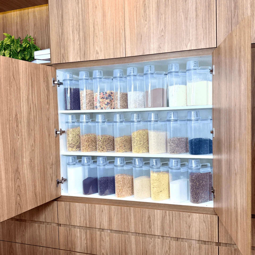 Kit 5 Potes Herméticos com Copo Medidor 2,5 Litros