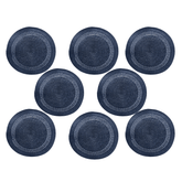 Kit 8 Jogos Americanos Redondo Azul Marinho 38cm