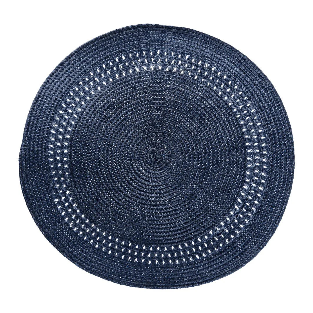 Kit 8 Jogos Americanos Redondo Azul Marinho 38cm