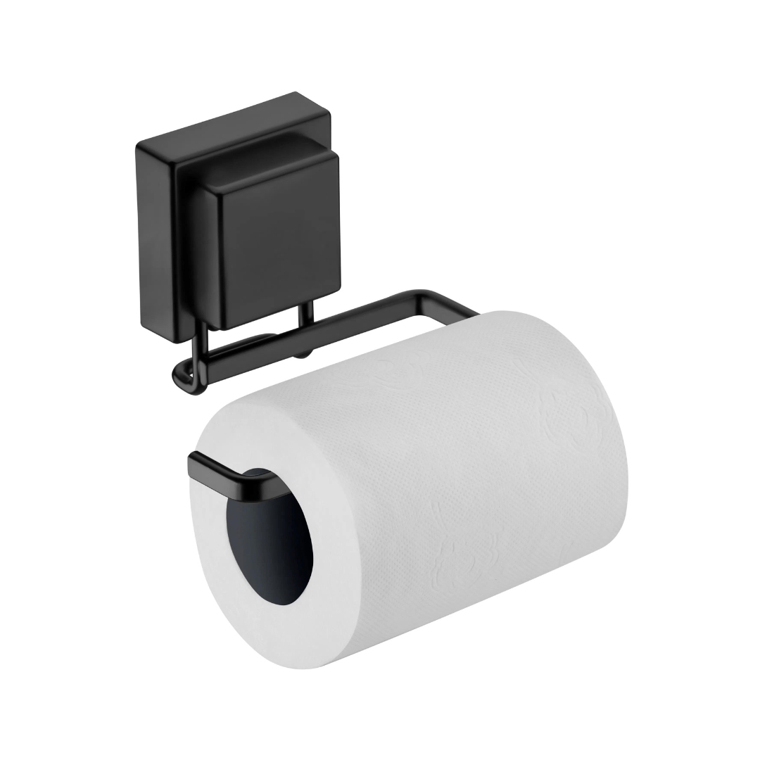 Kit Acessórios Banheiro Fixação Ventosa Preto Fosco 3 Peças