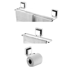 Kit Acessórios para Banheiro de Ventosa Cromado3 Peças