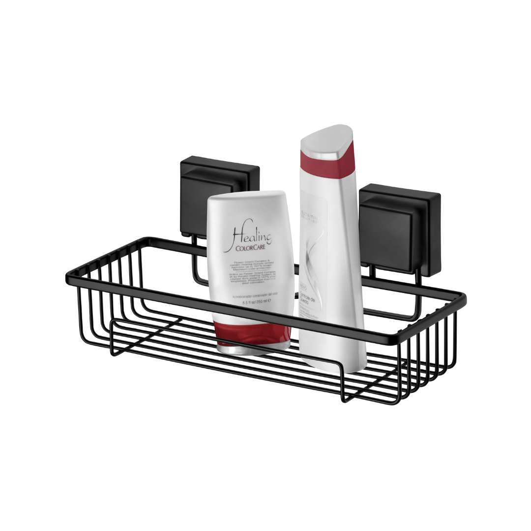 Kit Banheiro Acessórios Fixação Ventosa Preto Fosco 3 Peças