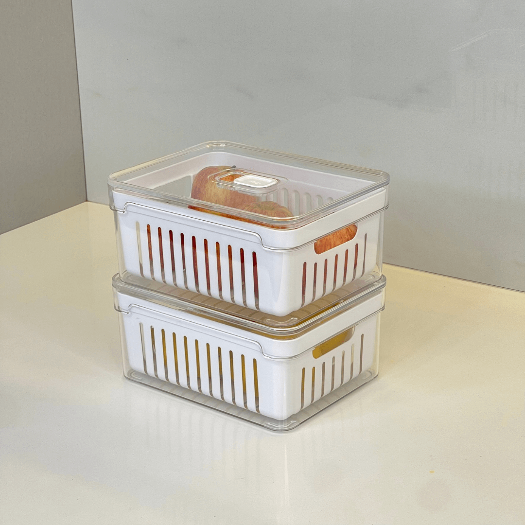 Kit de 4 Organizadores de Geladeira Clear Fresh com Cesto 2,2 Litros