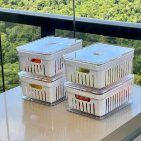 Kit de 4 Organizadores de Geladeira Clear Fresh com Cesto 2,2 Litros