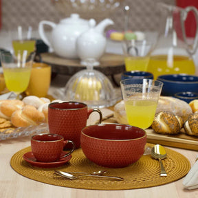 Kit de 8 Jogo Americano Redondo em Poliester Mostarda 38cm