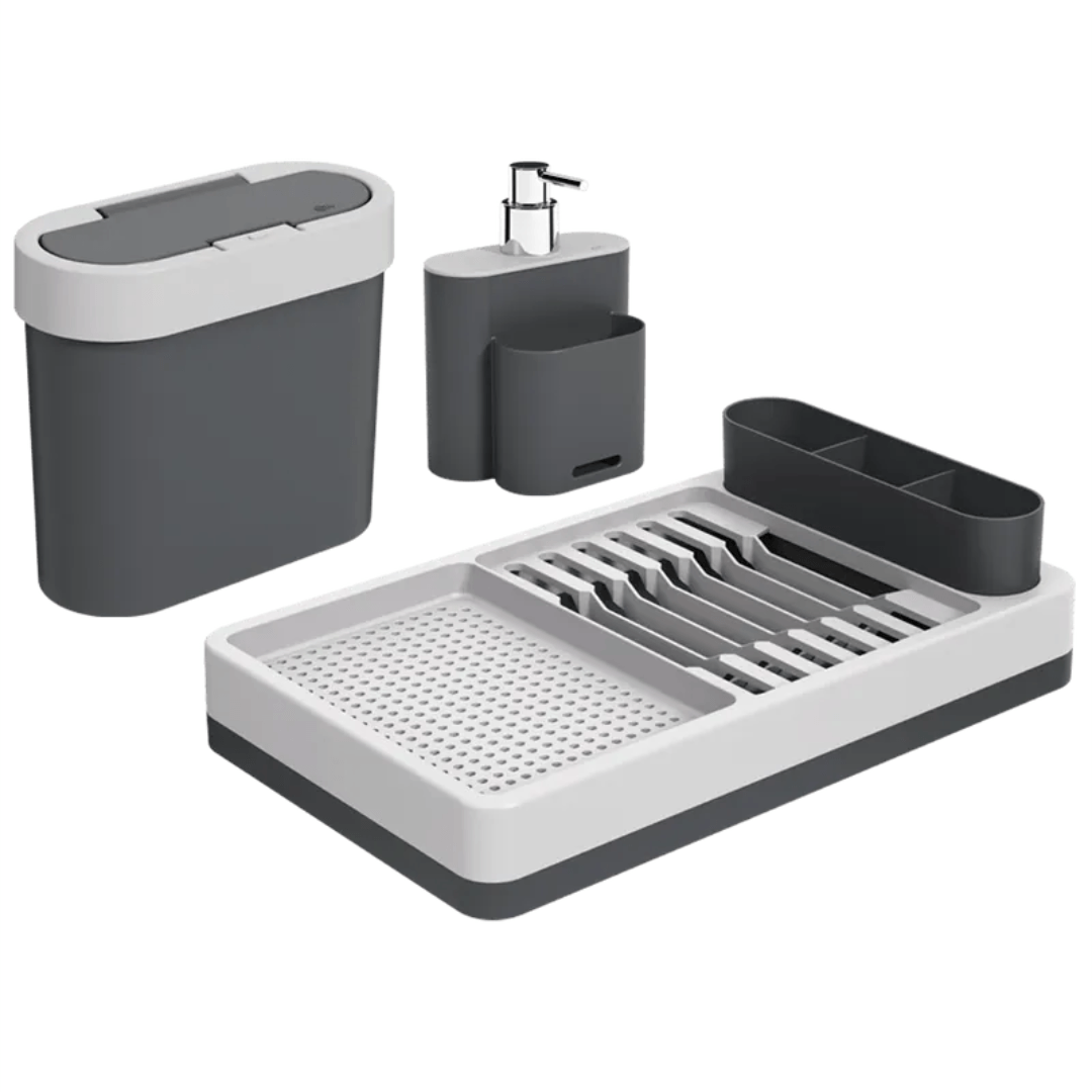 Kit Flat para Cozinha Cinza 3 Peças