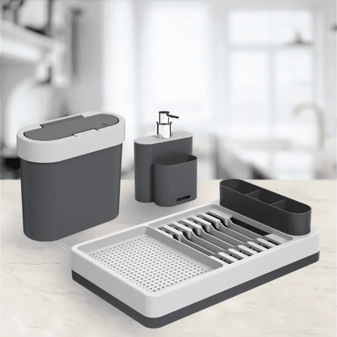 Kit Flat para Cozinha Cinza 3 Peças