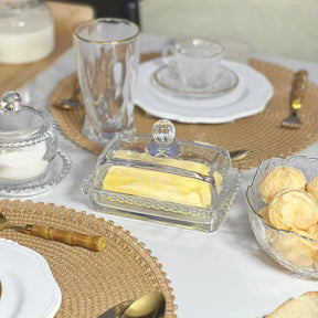 Kit Manteigueira e Queijeira de Cristal Pearl 2 Peças