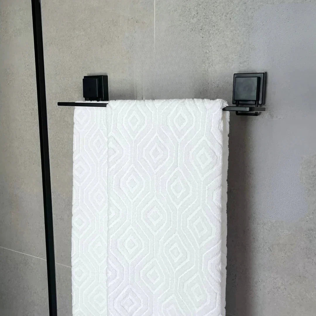 Kit de Acessórios para Banheiro Fixação Ventosa Preto Fosco 3 Peças