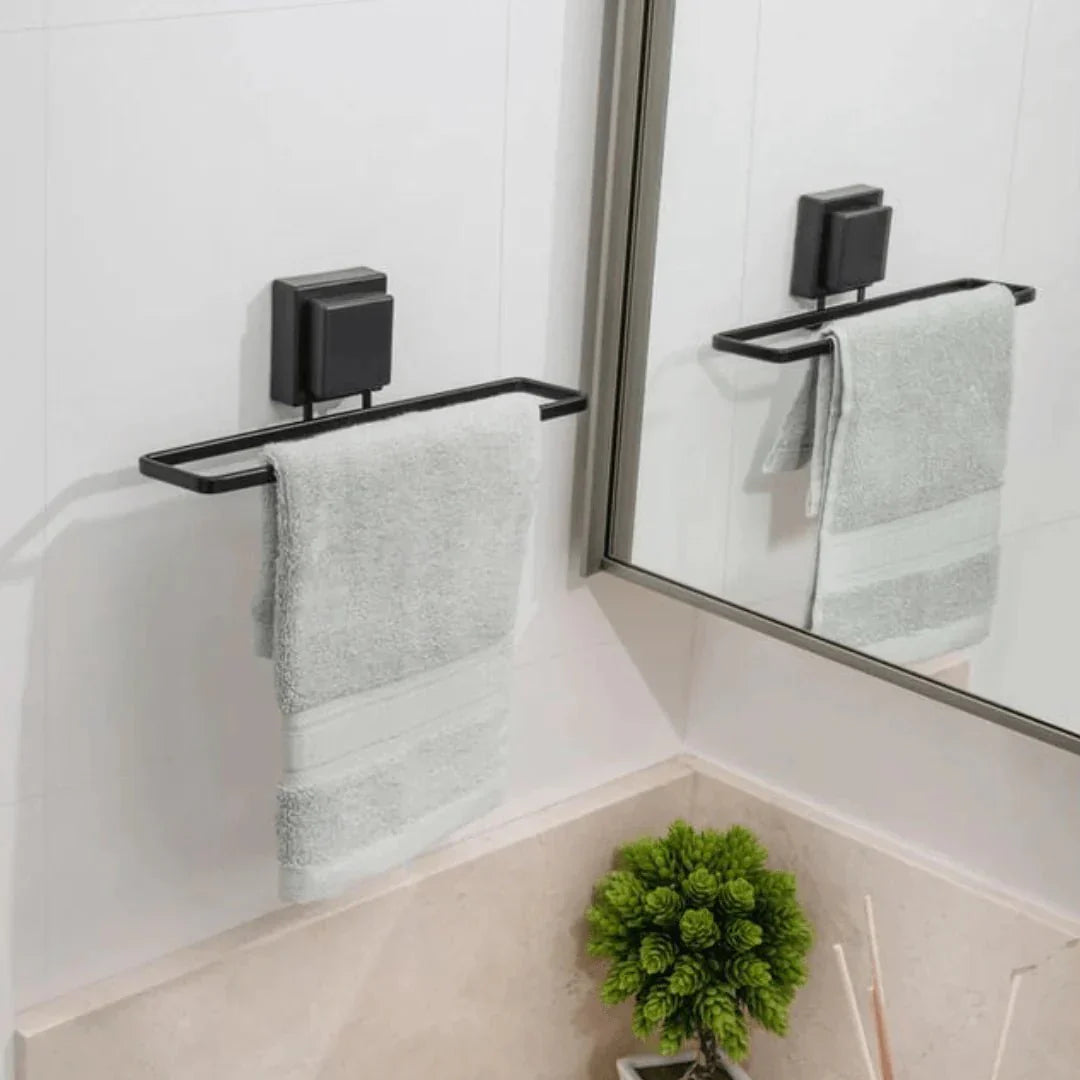 Kit para Banheiro Acessórios Ventosa Preto Fosco - 3 Peças