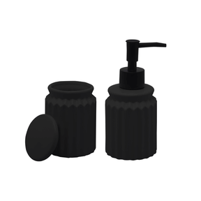 Kit para Banheiro em Cerâmica Stripes Preto 2 Peças